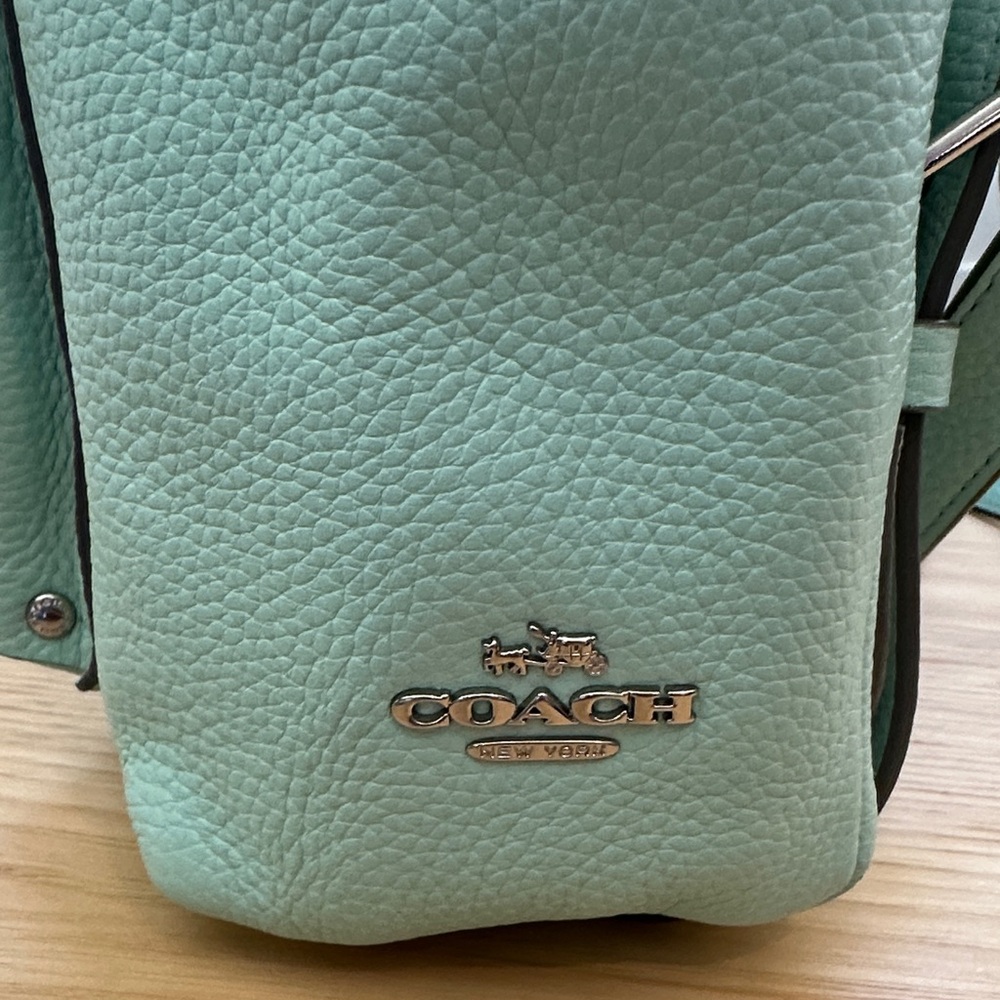 Coach Leather Mini Drawstring Backpack in Mint - image 2
